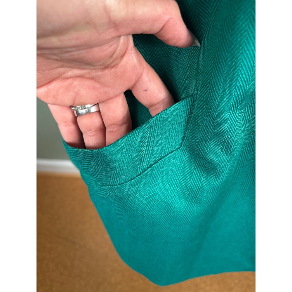 Jos A Bank Blazer Jacket Made in USA Women's Size 16 Green Linen Blend Pockets - Picture 10 of 13